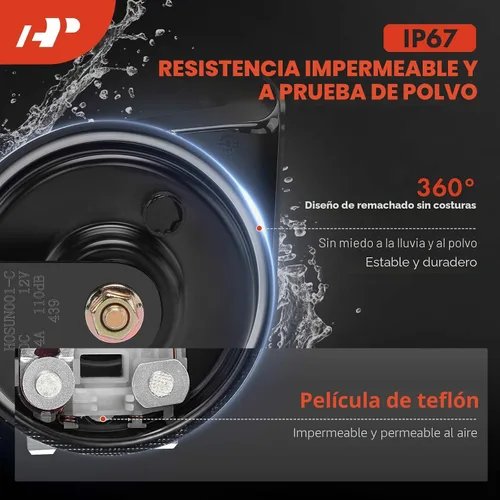 Vista 7 de A-Premium - Bocina de caracol alta universal eléctrica - 12V 110dB - Compatible con la mayoría de los coches de pasajeros, vehículos