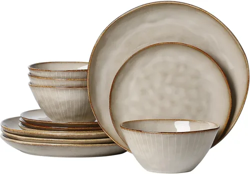 Vista 11 de Hand thrown 12 Piece Stoneware Dinnerware Sets-Service For 4, Blue