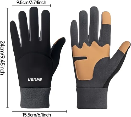 Vista 4 de Winter Touch Screen Gloves, Thermal Cycling Gloves for Outdoor Sports, Mountaineering, Photography, Black and Grey