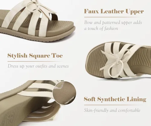 Vista 5 de COFACE Sandalias ortopédicas elegantes para mujer, puntera cuadrada, cómodas, gruesas, atléticas, para recuperación, caminar, ligeras, de espuma