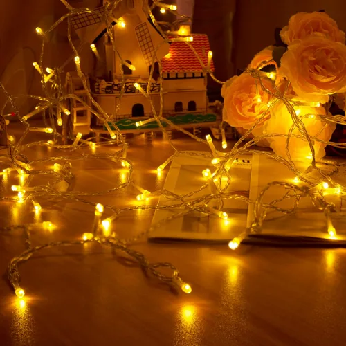 Vista 9 de GHJ - Cadena de luces LED con control remoto a pilas, resistente a la lluvia, luces de hadas cambiantes de color para árbol de Navidad, fiesta