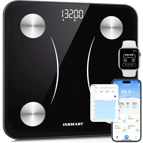 Vista 10 de INSMART Báscula de grasa corporal, báscula inteligente para peso corporal de 0.1 libras de alta precisión, báscula digital de peso de baño para IMC