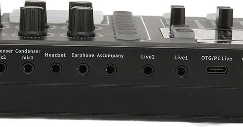 Vista 8 de Diydeg Tarjeta de sonido externa en vivo, mezclador de audio profesional, cambiador de voz con afinación electrónica de 12 pasos, reducción
