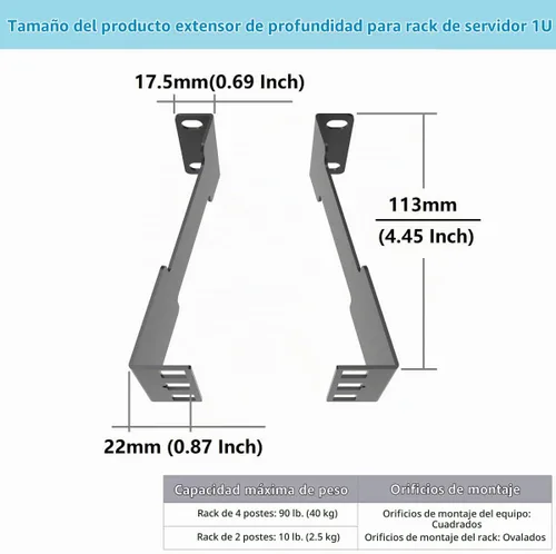 Vista 2 de Extensor de profundidad para rack de servidores 1U - 4