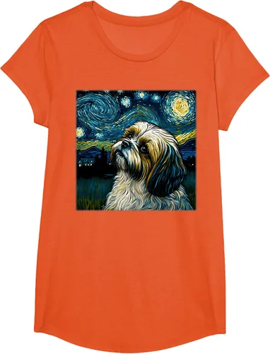 Vista 66 de Camiseta Surrealism Starry Night Shih Tzu Dog
