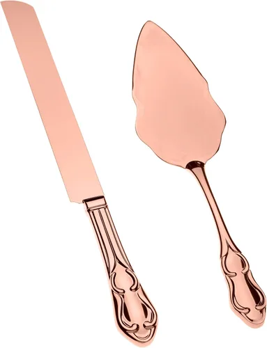 Vista 7 de Juego de cuchillo de pastel y servidor, artículos dorados de fiesta para boda, aniversario, fiesta de clásicos, Dorado elegante