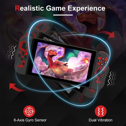 Vista 6 de PPKKAI Joycons Nintendo Switch Controller, Dragon Joycon Controllers for SwitchLiteOLED, Switch Controllers with Dual Vibration, Wake-up