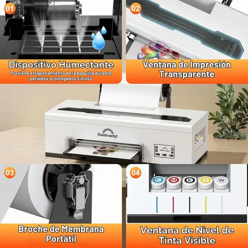 Vista 5 de RAINBOWDGT Paquete de impresora DTF A3 de 13 pulgadas R1390 con horno