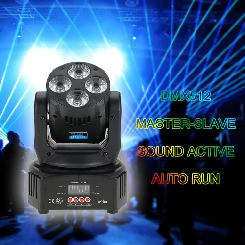Vista 5 de Tomshine 60W DJ Moving Head Lights 6 IN1 DMX-512 16/18 Canales GOBO Iluminación de escenario Proyector activado por sonido RGBW+Ámbar+UV para fiesta