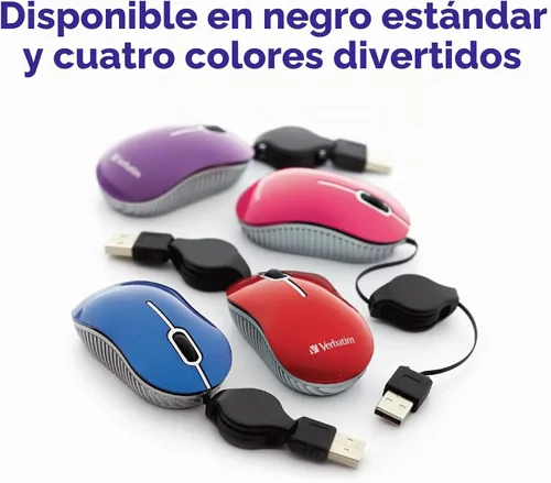 Vista 6 de Verbatim Mini Mouse óptico para viajero Serie Commuter, color rosa 98618, Negro