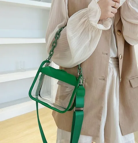 Vista 4 de Bolsa transparente para mujer, bolsa de concierto, aprobada para estadios, bolsa transparente de hombro, bolsa cruzada, bolsa de regalo