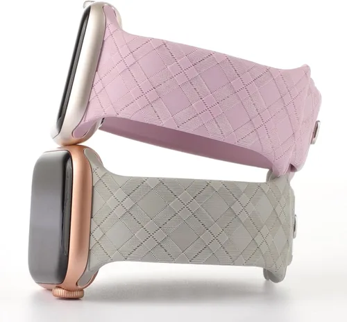 Vista 3 de Correas grabadas a cuadros compatibles con Apple Watch Band de 1.575 in 1.614 in 1.496 in 1.654 in 1.732 in 1.772 in 1.929 in, correa deportiva