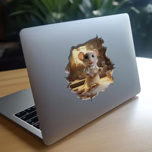 Vista 8 de Home Baker Mouse - Calcomanía de pared con agujero de pared, extraíble con efecto 3D