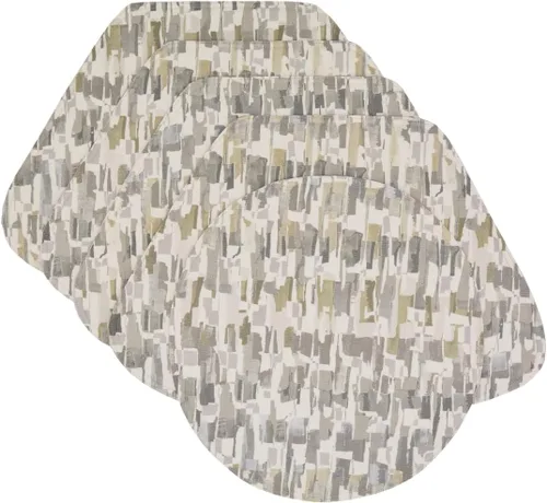 Vista 5 de Britto Moonstone - Juego de dos manteles individuales en forma de cuña con estampado gris