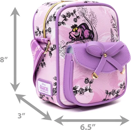 Vista 5 de Wondapop Disney Alicia en el país de las maravillas Cheshire Cat Luxe - Bolso cruzado de 8 pulgadas, Púrpura