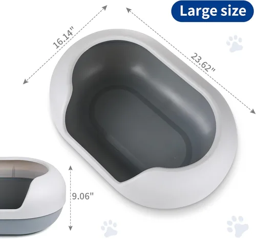 Vista 2 de Basics - Caja de arena grande para gatos con lados altos, arena cerrada para gatos con tapa para gatos grandes, alternativa de tipo tamizado