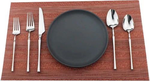 Vista 8 de Juego de cubiertos de 20 piezas, acero inoxidable 18/10, acabado satinado, juego de cubiertos para el hogar, elegante juego de utensilios de cocina