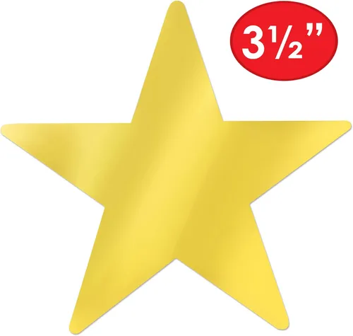 Vista 3 de Beistle 12 piezas de plástico metálico dorado con recorte de estrella para bodas, fiestas de cumpleaños, decoración de aula