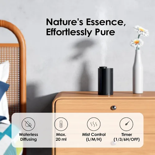Vista 2 de Airversa Waterless Essential Oil Diffuser Starter Kit with 30mL Hotel Fragrance Oil Inspired by BaCRT, Battery Operated Car Diffuser, Portable Aroma