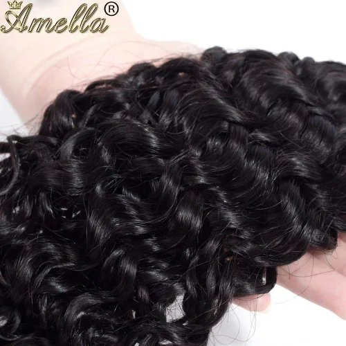 Vista 5 de Amella Hair - Extensiones de cabello humano virgen brasileño rizado 8A, 14, 16, 16 pulgadas, 100% sin procesar, cabello humano virgen brasileño