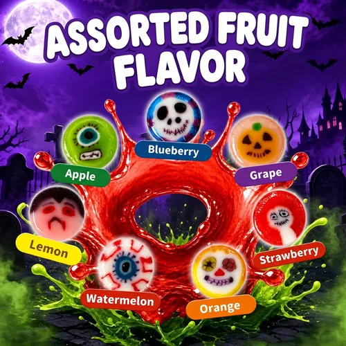 Vista 3 de Paquete de 100 rebanadas de caramelo duro de Halloween, discos de caramelo