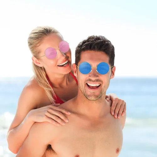Vista 4 de CHRORINE Gafas de sol hippie para mujeres y hombres, decoraciones de fiesta hippie