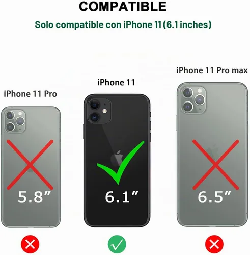 Vista 7 de TENDLIN Compatible con iPhone 11 Funda de grano de madera con textura de fibra de carbono, diseño híbrido de cuero, color negro