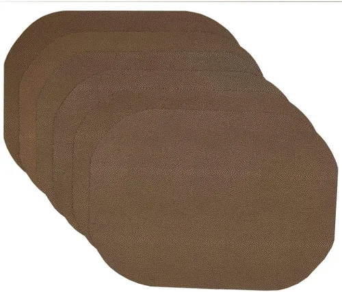 Vista 7 de Juego de 4 manteles individuales rectangulares de vinilo Tan Dot