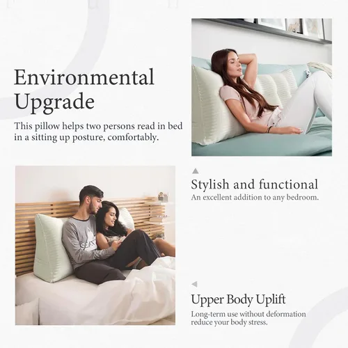 Vista 19 de Almohada de cabecera gruesa totalmente rellena tamaño Queen, cabecera acolchada suave y firme, soporte grande, triangular, almohada de cuña