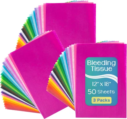 Vista 5 de Hygloss Surtido de papel de seda que destiñe, 12 x 18 pulgadas, 20 colores surtidos, 50 hojas por paquete, 2 paquetes (100 hojas en total)