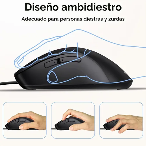 Vista 5 de memzuoix Ratón con Cable, Ratón USB para Computadora 1400 DPI Ratón Óptico Móvil Diseño Ergonómico Ratones para Computadora con Cable de 5 Pies