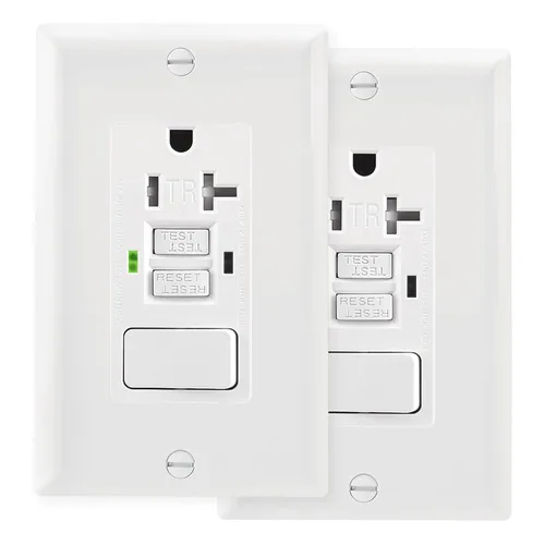 Vista 15 de Wengart Paquete de 2 interruptores de salida GFCI de 15 amperios, interruptor de circuito de falla a tierra de 125 V con interruptor basculante