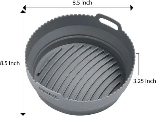 Vista 6 de HIC Kitchen Forro redondo plegable para freidora de aire, reutilizable, silicona de grado europeo, se adapta a cestas de freidora de aire de 5 a 7