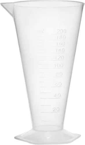 Vista 2 de EISCO 12PK medidas cónicas, 6.8 fl oz, plástico de polipropileno, translúcido, boquilla de vertido, graduaciones elevadas de 0.3 onzas líquidas