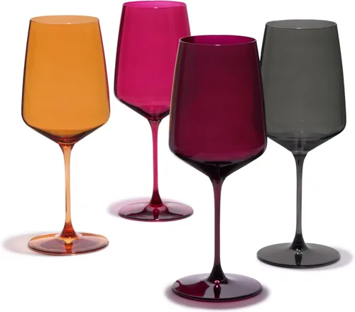Vista 9 de Viski Reserve Nouveau - Copas de vino coloridas, cristalería de cristal para vinos tintos y blancos, vasos con tallo para regalos de boda
