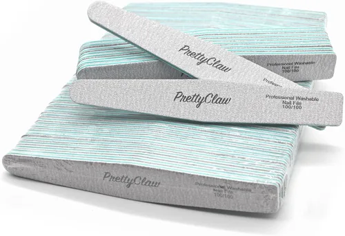 Vista 7 de PrettyClaw 10 limas de uñas profesionales de grano 100/100, limas de uñas acrílicas de diamante de cebra de doble cara, centro de plástico