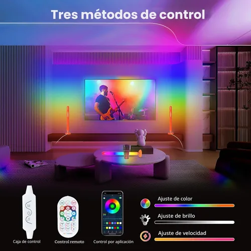 Vista 2 de Barras de luz LED inteligentes, retroiluminación Borllyem LEDIC+WW para TV con cuentas de luz dobles, control de aplicación, control remoto RF