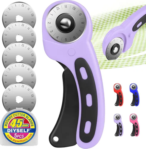 Vista 9 de DIYSELF Cortador rotatorio para Fabricr, cortador rodante con 5 cuchillas Azul