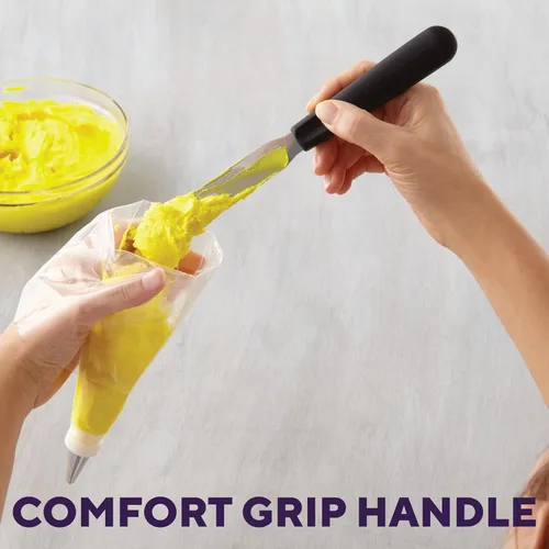 Vista 4 de Wilton Espátula de glaseado recta, herramienta de decoración de pasteles de acero inoxidable con mango ergonómico