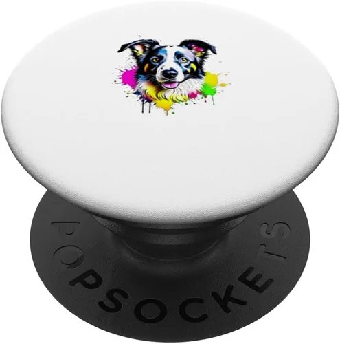 Vista 6 de Border Collie Pop Art & Splash Art Border Collie PopSockets MagSafe PopGrip for iPhone