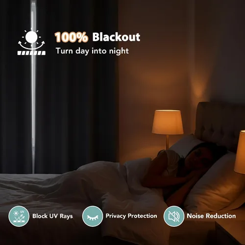 Vista 2 de BONZER - Juego de 4 paneles de cortinas 100% opacas, cortinas de ventana con aislamiento térmico y bloqueo de luz, de 63 pulgadas de largo, cortina