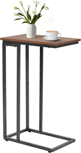 Vista 9 de Mesa auxiliar en forma de C, juego de 2 bandejas de TV, escritorio lateral para laptop, para sala de estar, dormitorio, espacios pequeños, negro