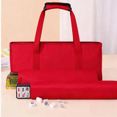 Vista 10 de Mahjong - Bolsas de azulejos con cremallera, bolsa Mahjong para azulejos Rojo Impreso
