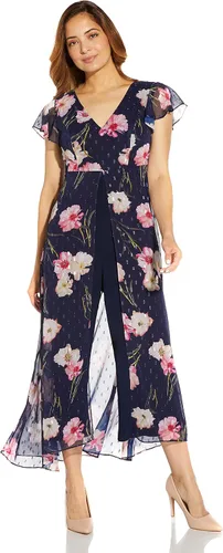 Vista 3 de Adrianna Papell Mono metálico con estampado floral para mujer, Metálico