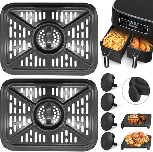 Vista 8 de GWYXC - Sartén para freidora de aire Ninja Foodi DZ401 DZ550 DualZone, placa de repuesto para freidora de aire, accesorios con parachoques de goma