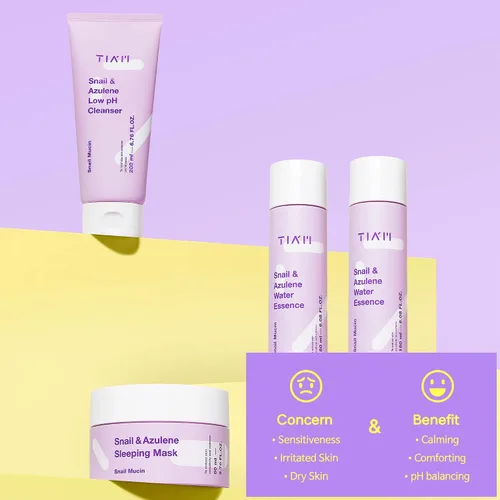 Vista 3 de TIA'M Snail&Azulene Limpiador de pH bajo, 6.76 onzas líquidas, limpiador facial suave diario con mucina de caracol, adecuado para pieles sensibles