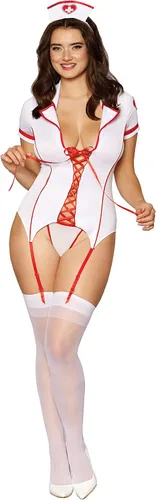 Vista 3 de Dreamgirl 9774Noche Enfermera Sexy disfraz de recámara talla única Blanco