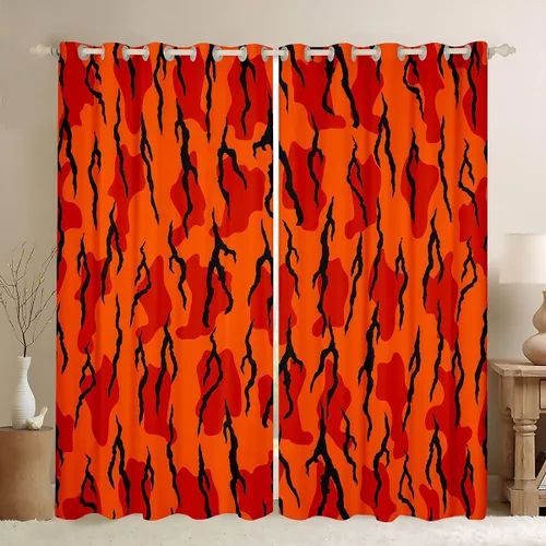 Vista 8 de Cortinas de camuflaje rústicas de camuflaje para dormitorio, sala de estar, decoración de cabaña, caza, ejército, negro, verde, aislamiento térmico