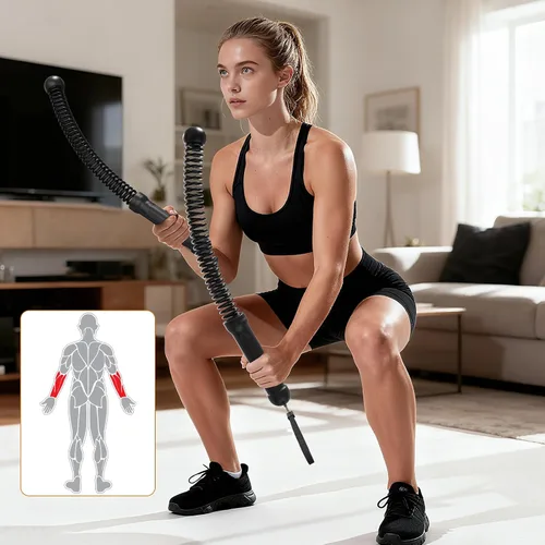 Vista 3 de Power GUIDENCE - 2 cuerdas de batalla sin cuerda para gimnasio en casa, cuerdas de batalla portátiles para entrenamientos HIIT, espacio pequeño