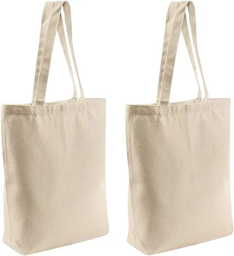 Vista 7 de Bolsas de lona – 2 bolsas reutilizables multiusos – perfectas para comestibles, compras y regalos de bricolaje Negro